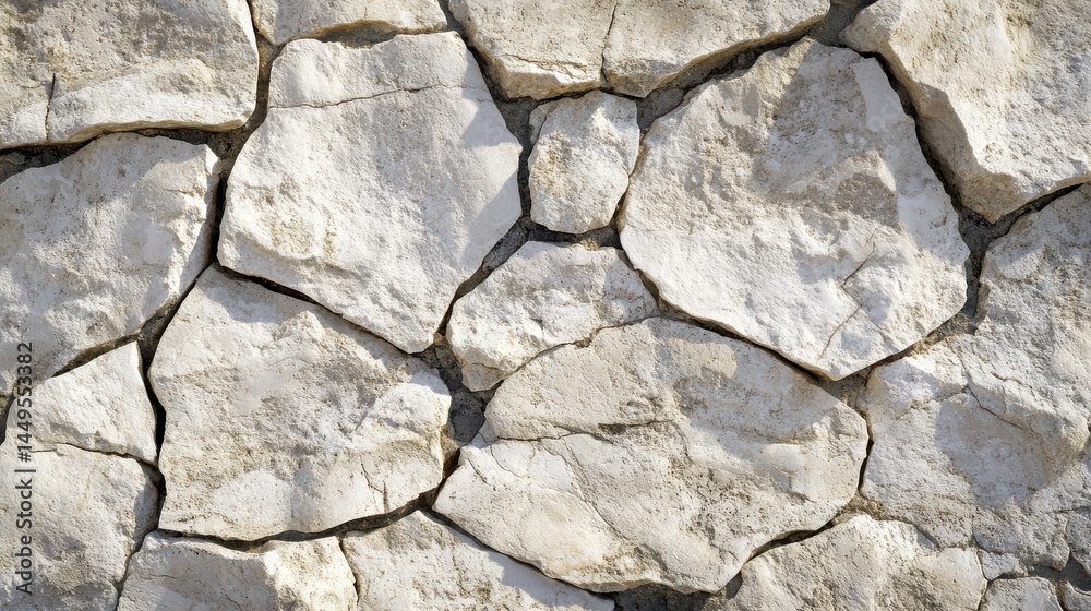 Fototapeta premium An abstract close-up of cracked travertine stone texture, showcasing the interplay of colors and patterns, perfect for architectural backgrounds and design elements.