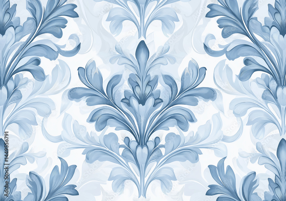 This is an elegant blue leaf pattern with exquisite design and smooth lines, showcasing the perfect blend of classical and modern styles.