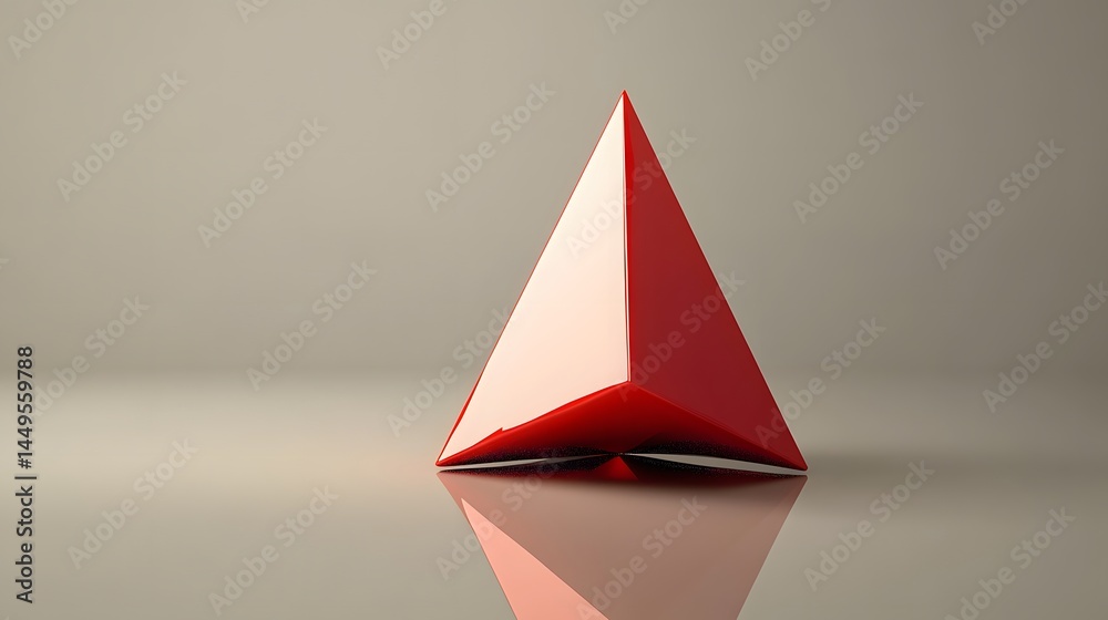 Fototapeta premium Abstract Red Pyramid Geometry 3D Render Minimalist Design