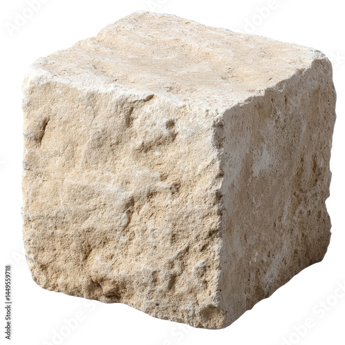 sandstone block, isolated on white background.