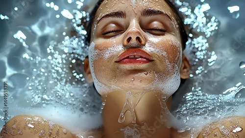 young woman in shower