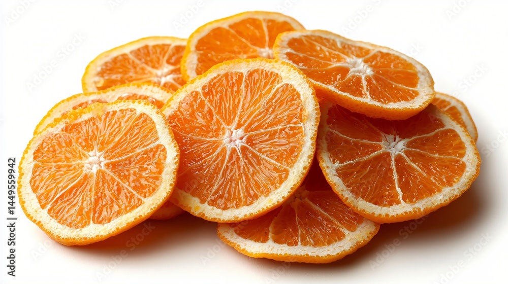 Artistic top-down layout of orange slices spread on white background with negative space, detailed pulp, soft drop shadows, stock-ready composition with natural vibe Artistic top-down layout of orange slices spread on white background with negative space, detailed pulp, soft drop shadows, stock-ready composition with natural vibe