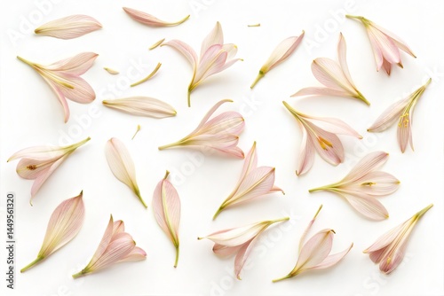 Pink Lily Flower Petals on White