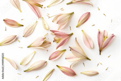 Lily petals on white background