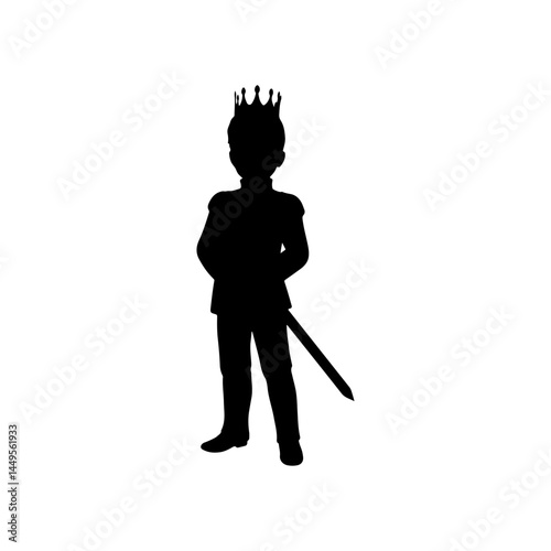 Boy Prince silhouette icon vector flat design.