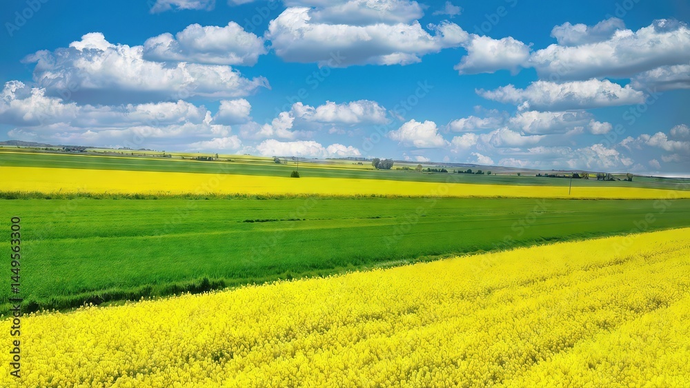 Obraz premium green field and blue sky