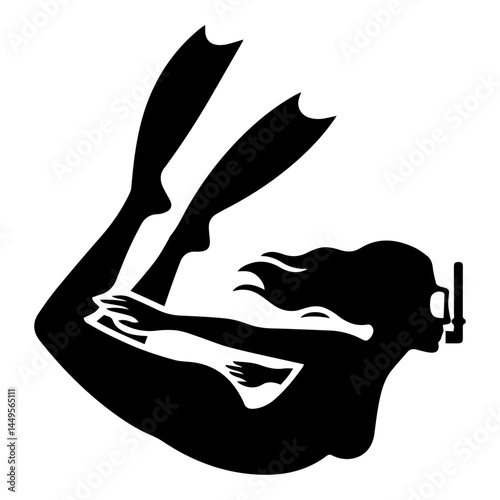 Scuba Diver Silhouette Underwater Exploration, Freedivering