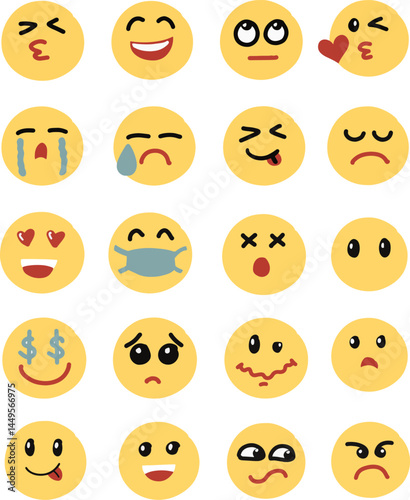 set of emoji and emoticon clipart vector illustration series
