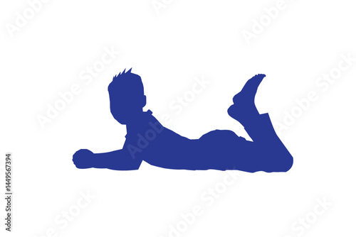 a boy lying down, silhouette vector