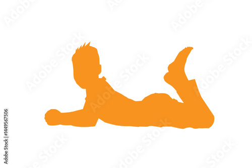 a boy lying down, silhouette vector