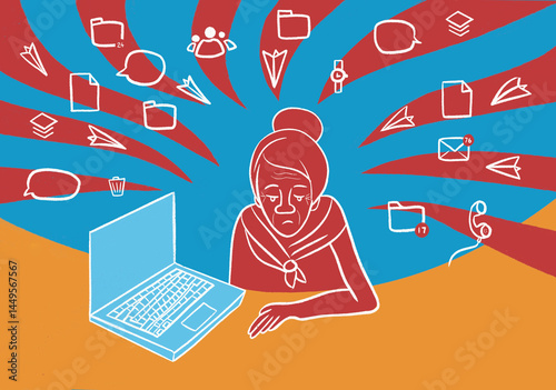 A senior office worker faces her backlog photo