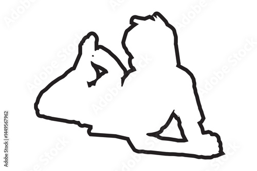 a boy lying down, silhouette vector