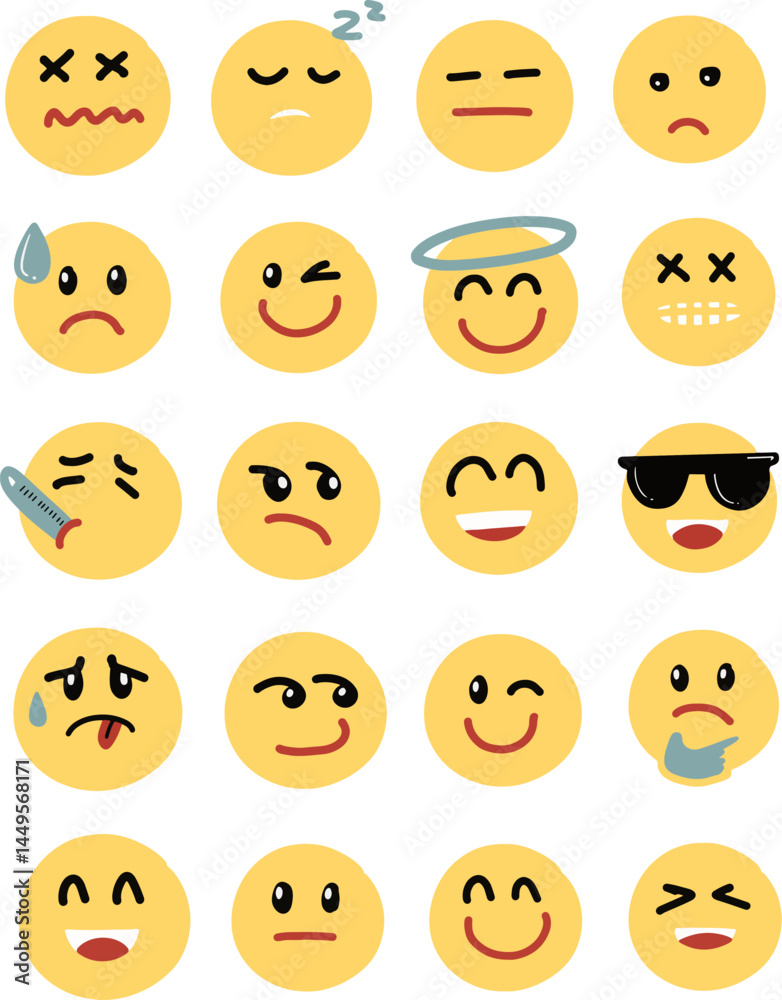 set of emoji and emoticon clipart vector illustration series set of emoji and emoticon clipart vector illustration series