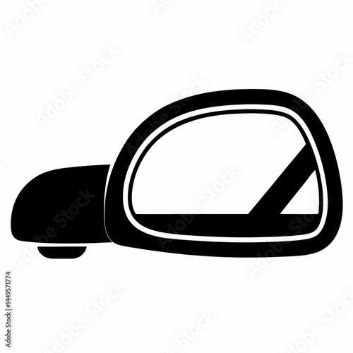 Car side rear view mirror vector on white background.