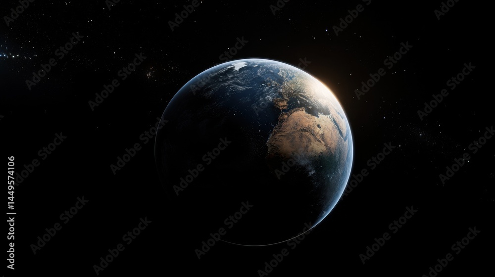 Obraz premium A night image of Earth from space, with the galaxy glow highlighting the planet beauty