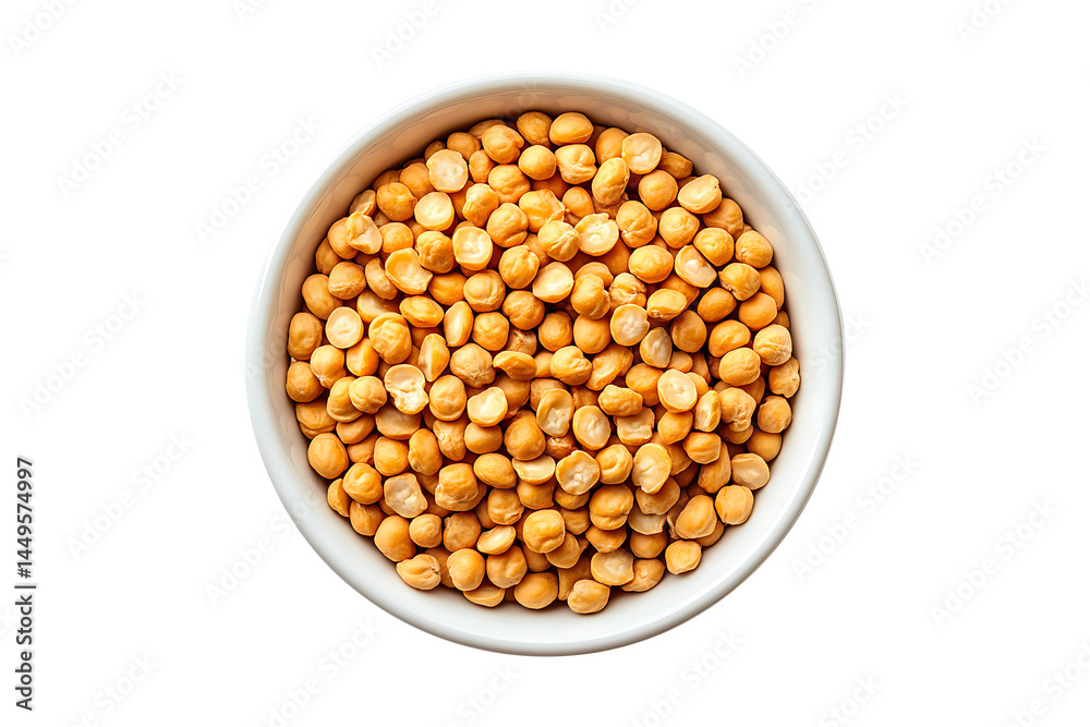 Dried yellow peas in white bowl isolated on transparent background Dried yellow peas in white bowl isolated on transparent background