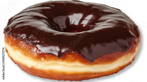there is a glazed donut with a chocolate glaze on it