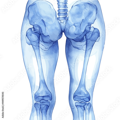Orthopedic Brace On A Patients Knee, vector watercolor illustration, isolated on a white background.