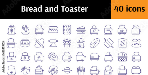 Bread Simple Isolated Line Icons Collection. Editable Stroke. Perfect for Web Sites, Books, Cards, Apps