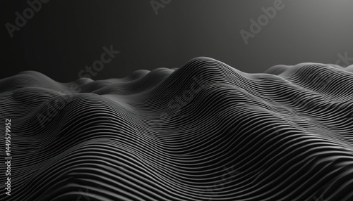 Obraz na płótnie Abstract wave paper relief background, gradient multicolor curves. Topographic contours map design. Monochrome graphic futuristic design. Digital art. w salonie