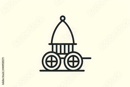Obraz na płótnie A simple illustration of a vintage baby carriage or pram with a rounded canopy and large wheels. Concept Vintage Baby Carriage Design, Rounded Canopy Features, Large Wheel Aesthetics w salonie