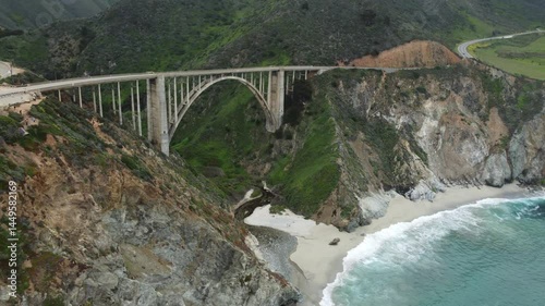 Bixby Creek Bridge Is a Famous Landmark And Tourist Attraction On California (Highway 1) Big Sur, California, USA. It Is One Of The Most Photographed Bridges In The World.