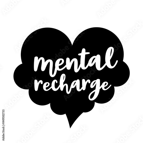 Heart silhouette in cloud for mental recharge, self-care concept