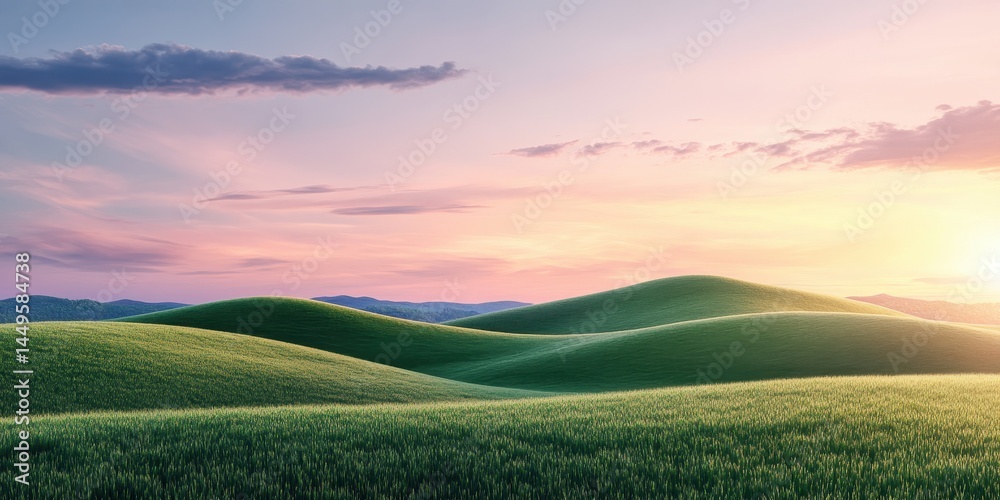 Obraz premium Serene rolling hills at golden hour