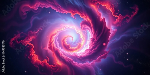 Swirling nebula, vibrant cosmic clouds, glowing particles, starry backdrop, design, otherworldly