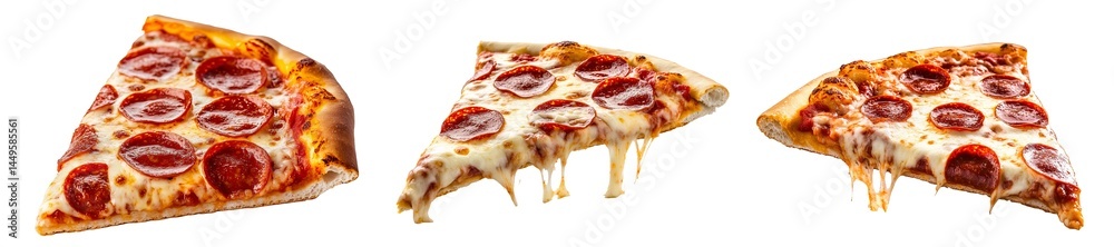 pepperoni pizza slices on transparent background