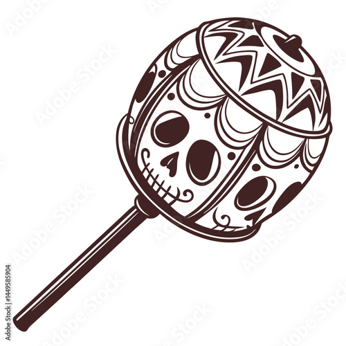 Skull Marshmallow on Chocolate Lollipop Stick – Transparent Background. Perfect for: Halloween, spooky dessert bar, themed candy