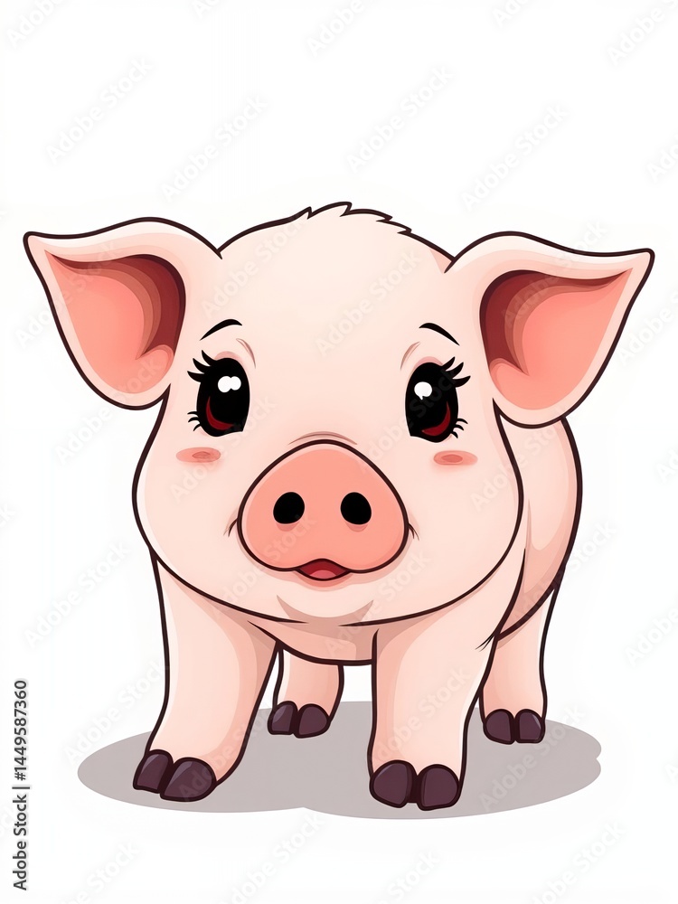 an image of a cartoon pig with big eyes and a sad look, there is a small pig that is standing up with big eyes an image of a cartoon pig with big eyes and a sad look, there is a small pig that is standing up with big eyes