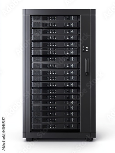Modern Server Rack Unit Isolated on White Background for Data Storage and Processing Needs