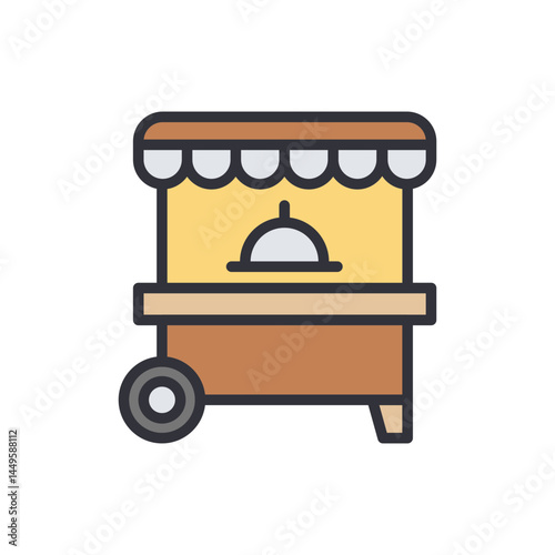Food court colored icons, minimalist vector illustration ,simple transparent graphic element .Isolated on white background