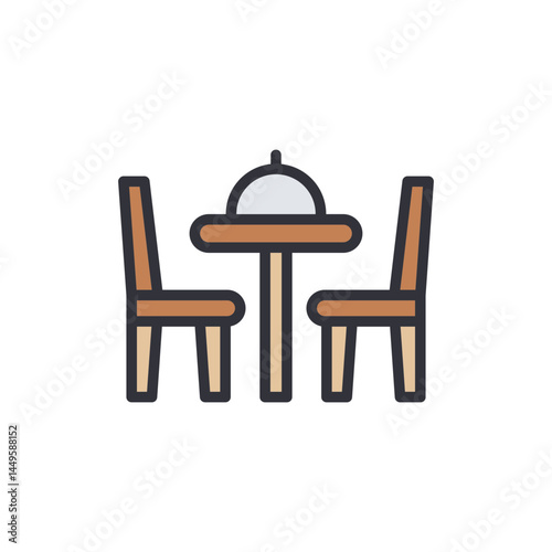 Food court colored icons, minimalist vector illustration ,simple transparent graphic element .Isolated on white background