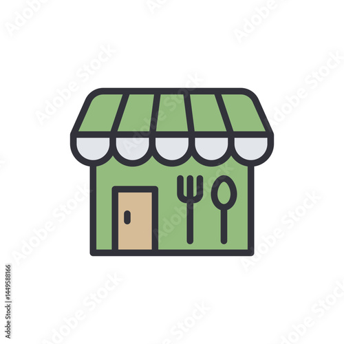 Food court colored icons, minimalist vector illustration ,simple transparent graphic element .Isolated on white background