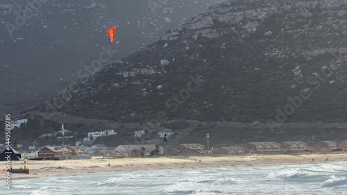 Kite surfing during a strong Southeaster wind