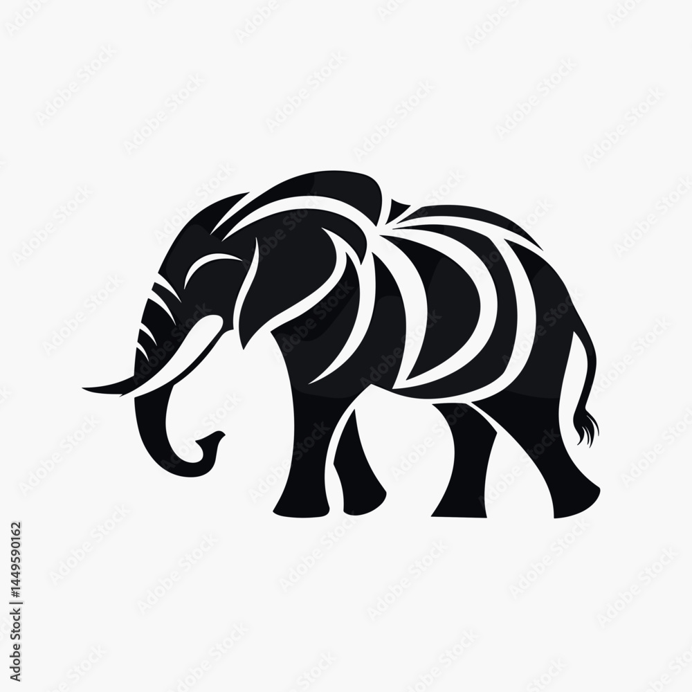 Fototapeta premium Abstract Black and White Elephant Silhouette Design 