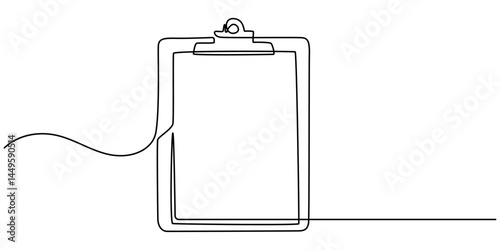 Continuous Line Drawing of Survey Icon. Hand Drawn Symbol Vector Illustration, Continuous Line Clipboard Illustration Concept, Checklist Continuous Line Icon, Frame clipboard continuous one line draw.