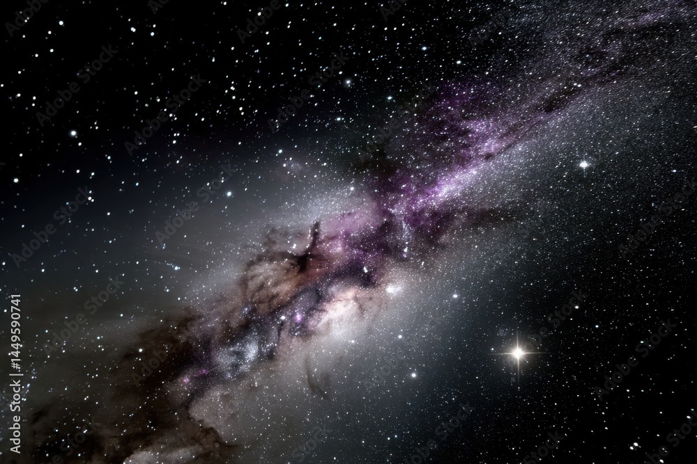 Fototapeta premium A breathtaking cosmic landscape teeming with stars and swirling galaxies, illustrating the vastness of space and the beauty of the universe's endless mysteries and wonders waiting to be discovered.