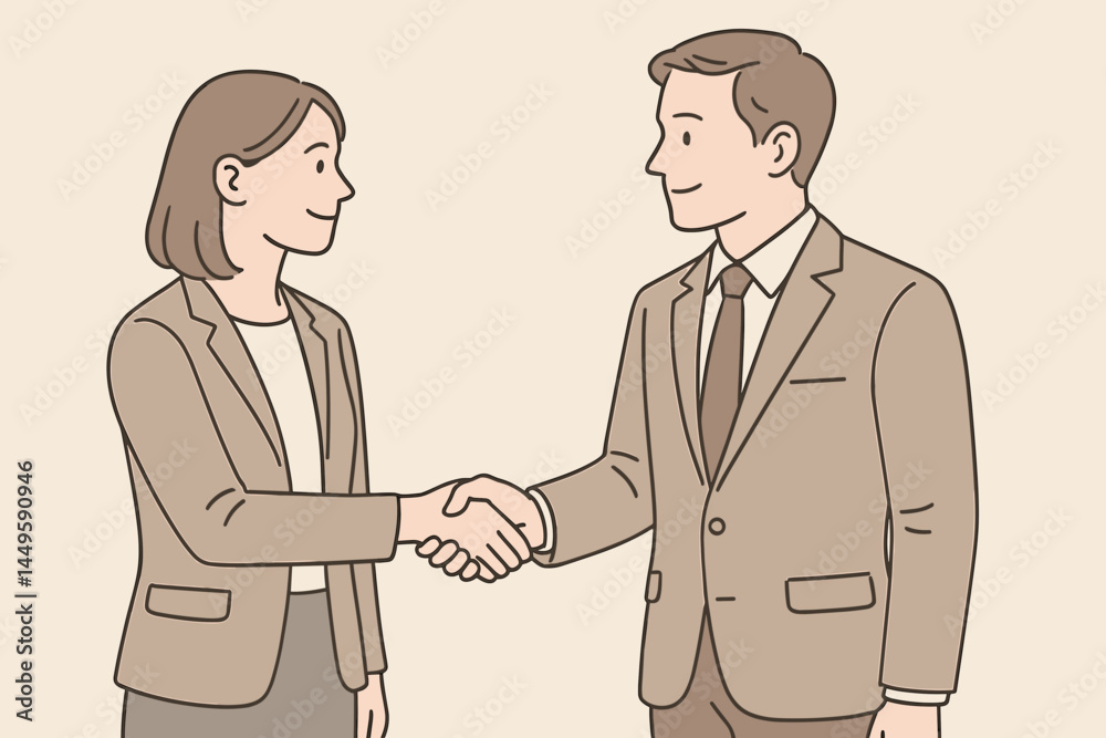 Fototapeta premium Business Professionals Shaking Hands in Neutral Background 
