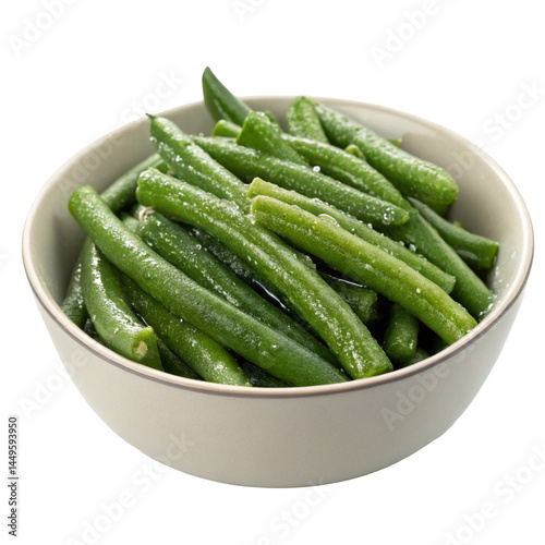 Wallpaper Mural Boiled green beans in white bowl isolated neatly on white background
 Torontodigital.ca