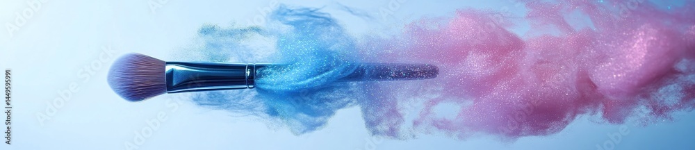 Obraz premium Makeup brush, pastel powder burst, studio, beauty