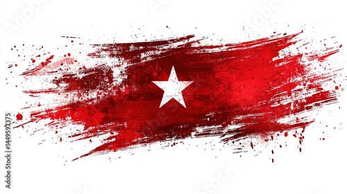 Grunge shaped brushed flag of Morocco, isolated on white background, in style of vector. 