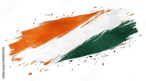 Grunge shaped brushed flag of Niger, isolated on white background, in style of vector.