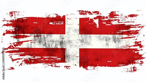 Grunge shaped brushed flag of Georgia, isolated on white background, in style of vector