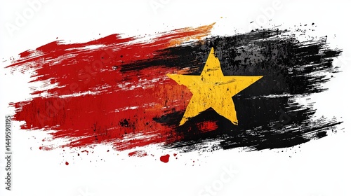 Grunge shaped brushed flag of Timor-Leste, isolated on white background, in style of vector.