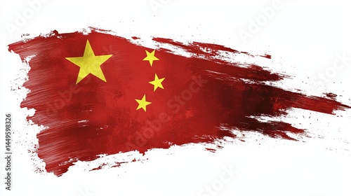 Grunge shaped brushed flag of China, isolated on white background, in style of vector