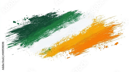 Grunge shaped brushed flag of Ireland, isolated on white background, in style of vector.