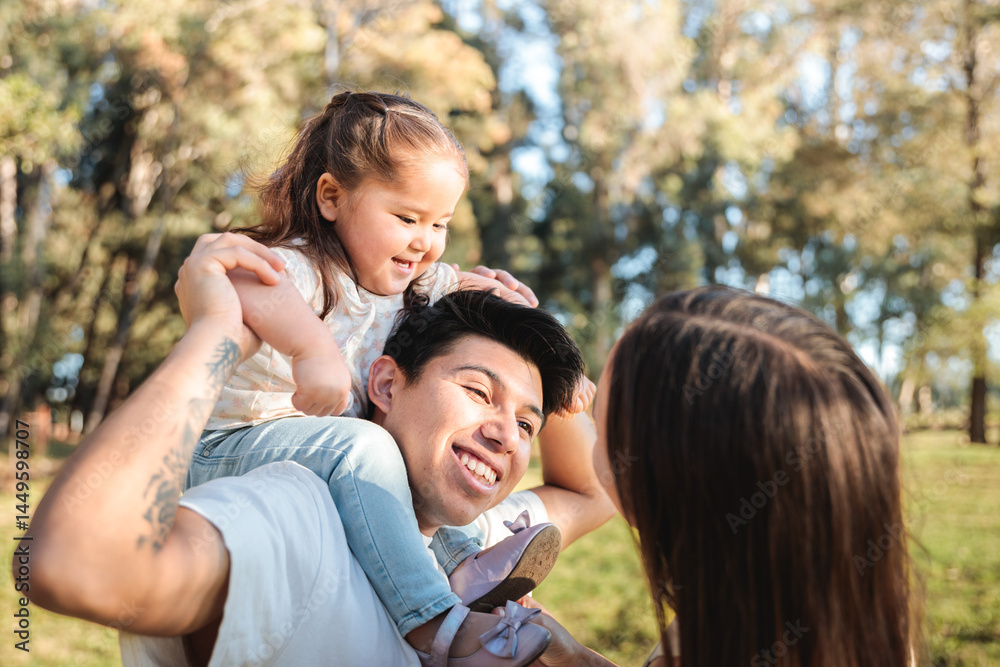 Young family enjoying together in countryside Young family enjoying together in countryside